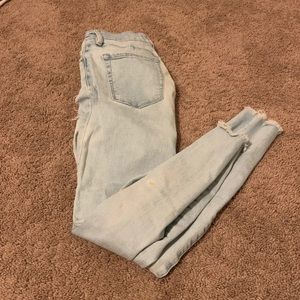 Passing light blue jeans